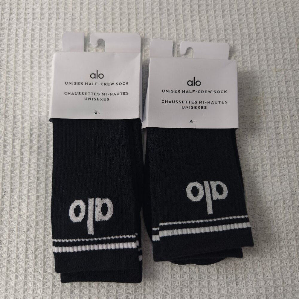 🧸New ALO yoga mid-tube socks sports socks women sweat-absorbent Pilates 2 pairs